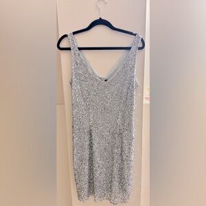 French Connection Silver Sequin Dress